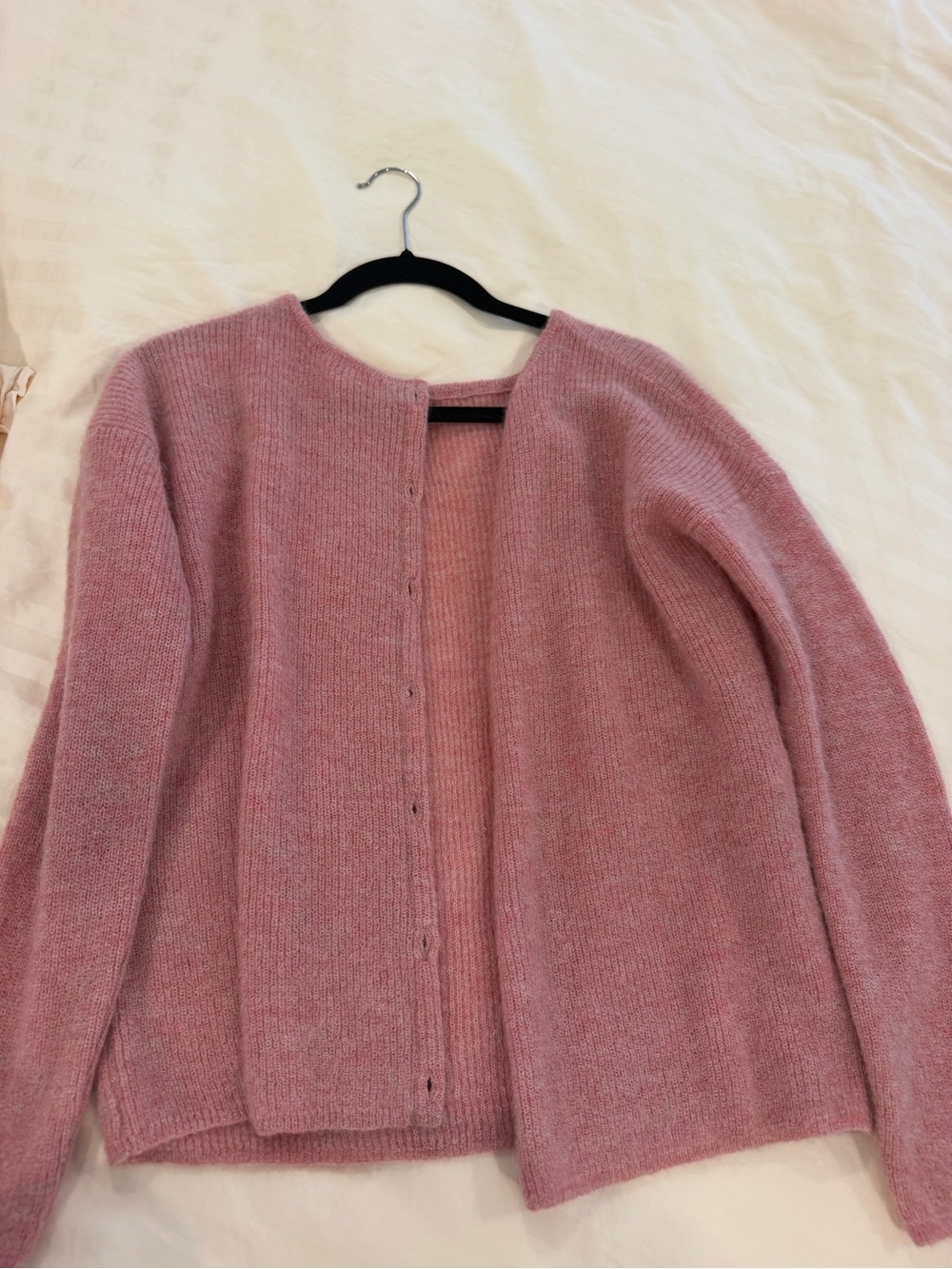 Sezane Dusty Rose Open-Front Knit Cardigan